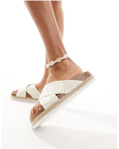 ASOS Jessie Flatform Cross Strap Espadrille Sandals - White