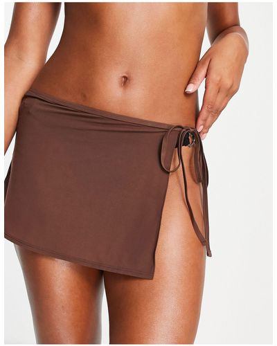 Weekday Wind Tie Swim Skirt - Brown
