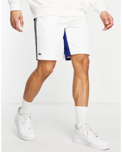 Lacoste Sport Shorts With Blue Panelling - White