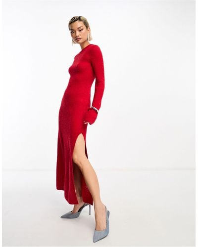 & Other Stories – transparentes midaxi-strickkleid aus alpaka-mischung - Rot