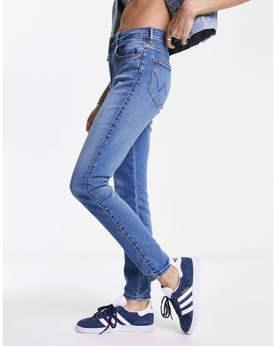 Wrangler Skinny Jeans Met Hoge Taille - Blauw