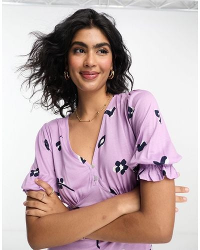 French Connection Printed Jersey Mini Dress - Purple