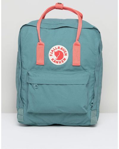 Fjallraven Classic Kanken In Green With Contrast Pink