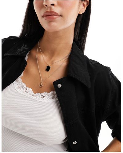 Pieces Cross & Pendant Necklace - Black