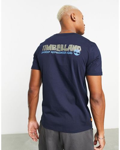 Timberland Camiseta azul marino con estampado en la espalda outdoor