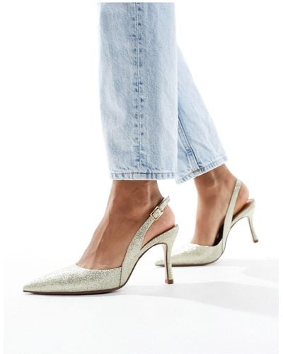 ASOS Samber 2 - scarpe con tacco a spillo e cinturino posteriore color glitterato - Bianco