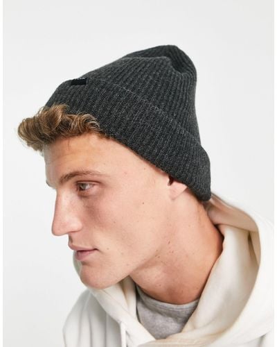 French Connection Fcuk Ribbed Beanie Hat - Grey