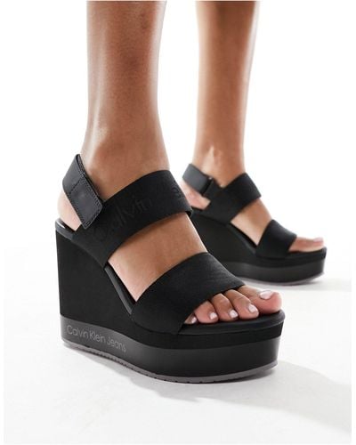 Calvin Klein Wedge Sandals - Black