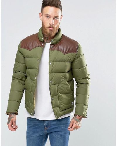 Penfield Pelam Down Quilted Jacket Leather Yoke - Green