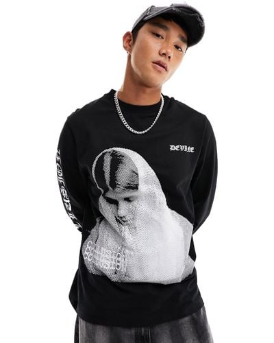 Collusion Printed Sweat With Face Graphic - Black