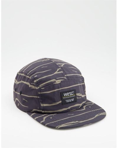 Wesc Abstract Waves Camper 5 Panel Cap - Black