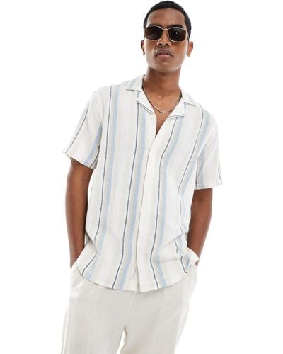 Hollister Dobby Short Sleeve Striped Shirt - White