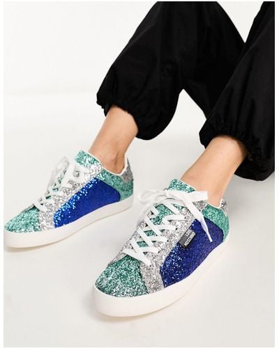 Love Moschino Sneakers Met Glitter - Blauw