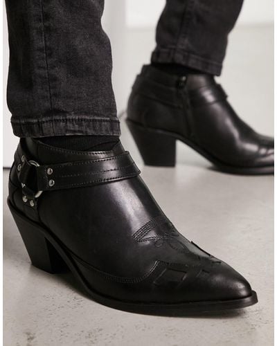 ASOS Heeled Western Boots - Black
