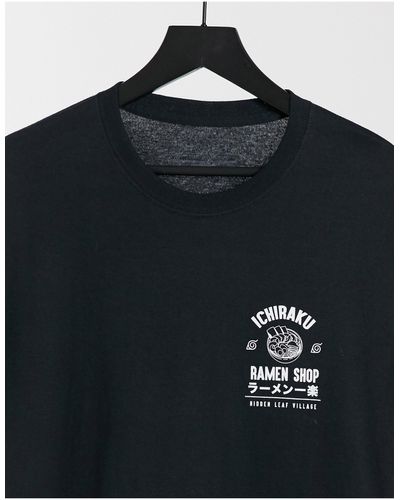 New Look Oversized T-shirt With Ichiraku Ramen Shop Print - Black