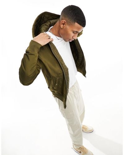 Le Breve Bomber Jacket With Hood - Green
