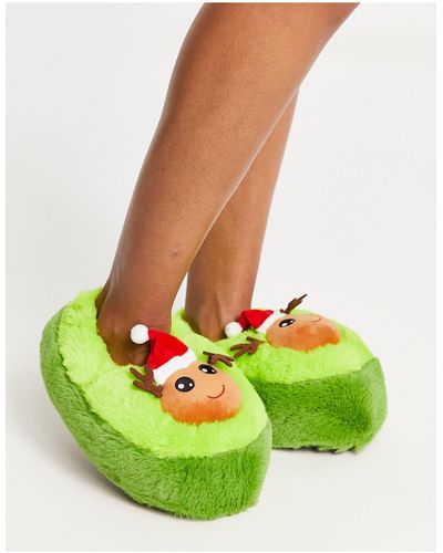 Loungeable Kerstmis - Avocado-pantoffels - Groen