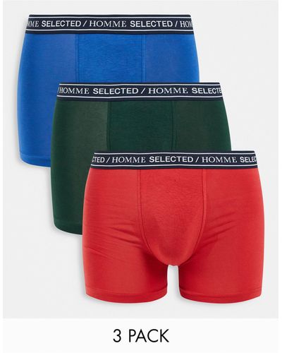 SELECTED Confezione da 3 paia di boxer aderenti con logo sulla fascia - Multicolore