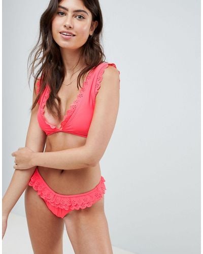 Vero Moda Frill Hem Bikini Top - Pink
