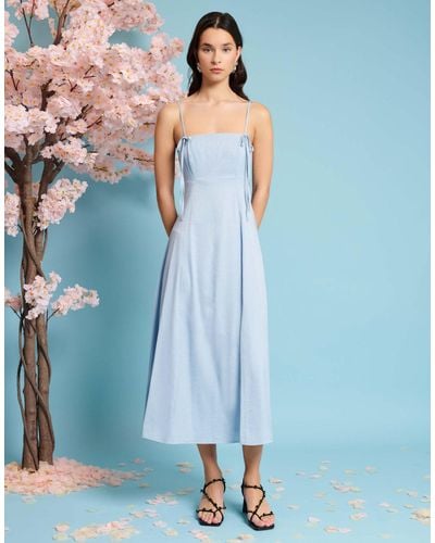 Sister Jane Bow Detail Cami Midi Dress - Blue