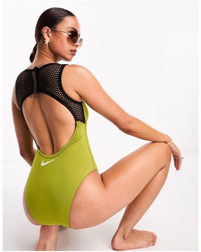 Nike Explore Wild Keyhole Back Mesh Swimsuit - Green