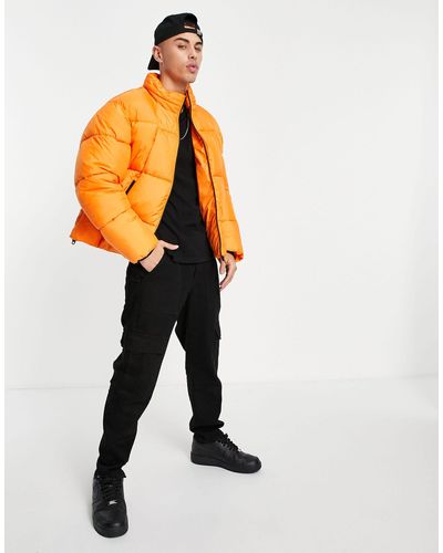 TOPMAN Quilted Puffer Jacket - Orange