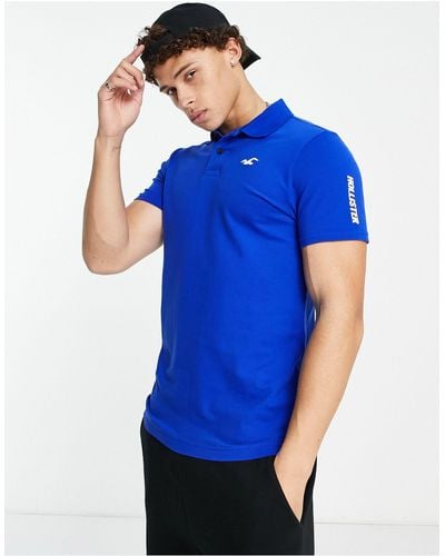 Hollister Icon And Sport Sleeve Logo Pique Polo - Blue