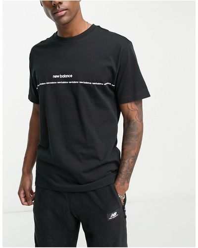 New Balance Camiseta negra con logo lineal - Negro