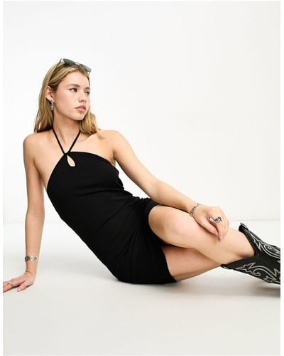 ONLY Exclusive Halter Neck Keyhole Mini Dress - Black