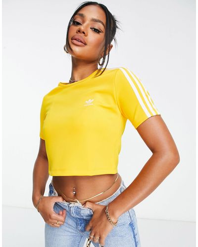 adidas Originals Cropped Three Stripe T-shirt - Yellow