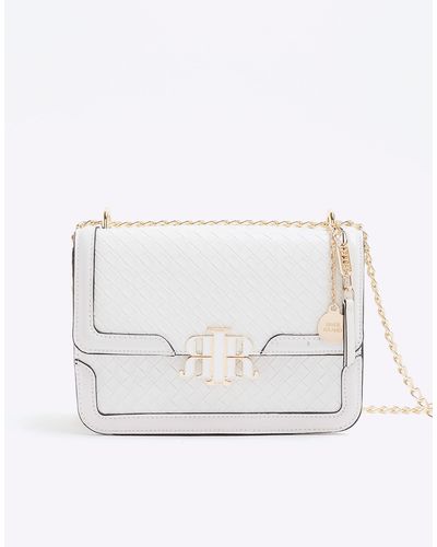 River Island Embossed Woven Satchel Bag - White