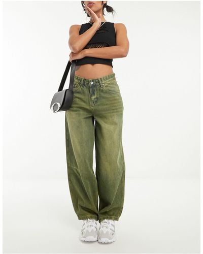 The Ragged Priest Unisex 90s Wash Dad Jeans - Green