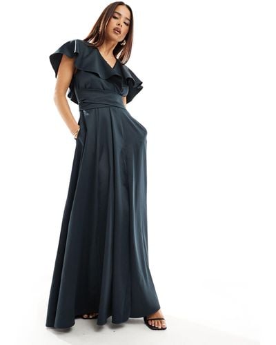 Closet Ruffle Sleeve Midaxi Dress - Blue