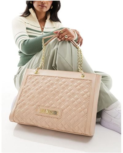 Love Moschino Quilted Shoulder Bag - Natural