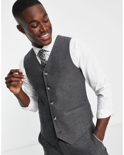 ASOS Skinny Wool Mix Suit Waistcoat - Gray