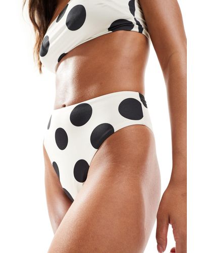 ASOS – cindy – schwarz-weiß gepunktete bikinihose mit hohem bund und hohem beinausschnitt - Mehrfarbig