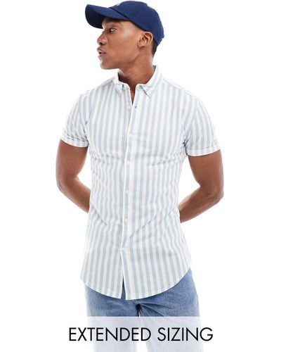 ASOS Stretch Skinny Oxford Stripe Shirt - White
