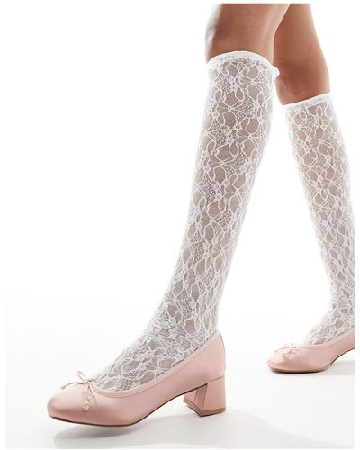 Reclaimed (vintage) Lace Knee High Socks - White