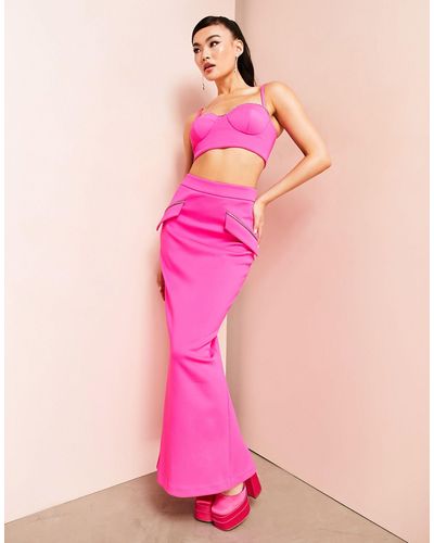 ASOS Co-ord Maxi Skirt With Diamante Pocket Detail - Pink