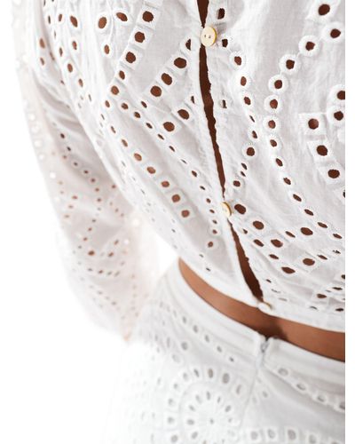 Mango Crochet Detail Cut Out Midi Dress - White