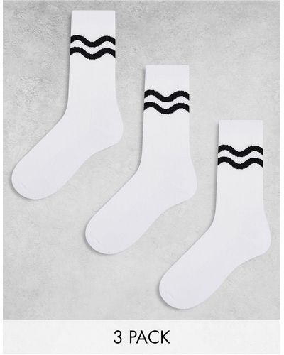 ASOS 3 Pack Sock With wiggle Stripe Design - White