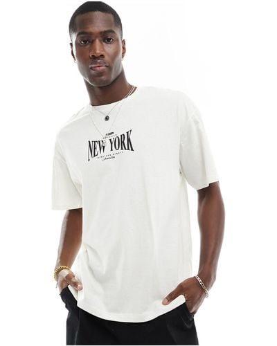 Jack & Jones Oversized T-shirt With New York Chest Print - White