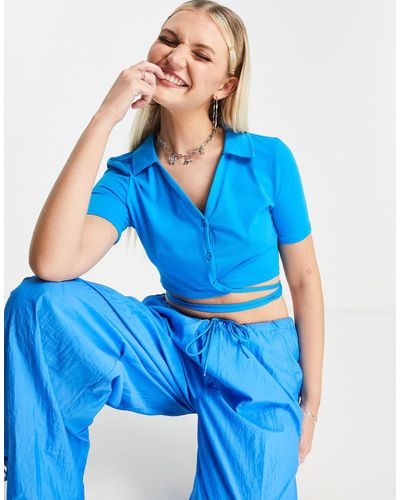 Noisy May Tie Detail T-shirt Co-ord - Blue
