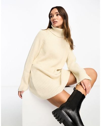 NA-KD Knitted Sweater Mini Dress - Natural