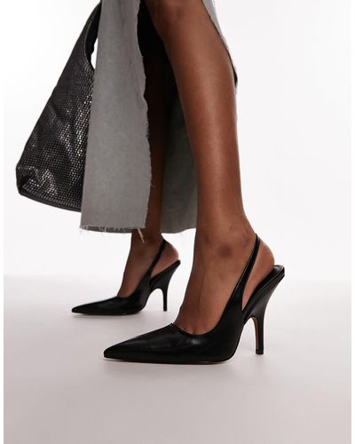 TOPSHOP Emma - scarpe décolleté con tacco nere con cinturino sul retro - Nero