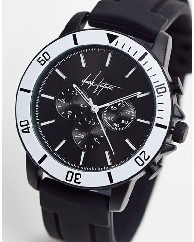 ASOS Asos Dark Future - Grof Horloge Met Monochrome Wijzerplaat - Zwart