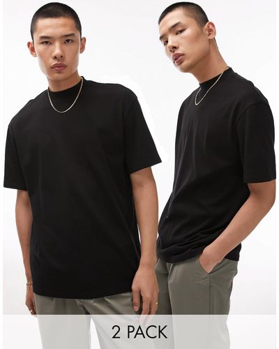 TOPMAN Confezione da 2 t-shirt oversize nere - Nero