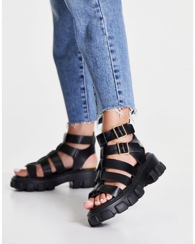 Missguided Gladiator Sandal With Chunky Sole - Black