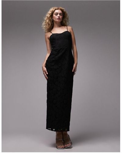 TOPSHOP Lace Midi Dress - Black