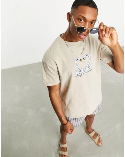 Huf Swan song - t-shirt imprimé sur la poitrine - beige - Gris